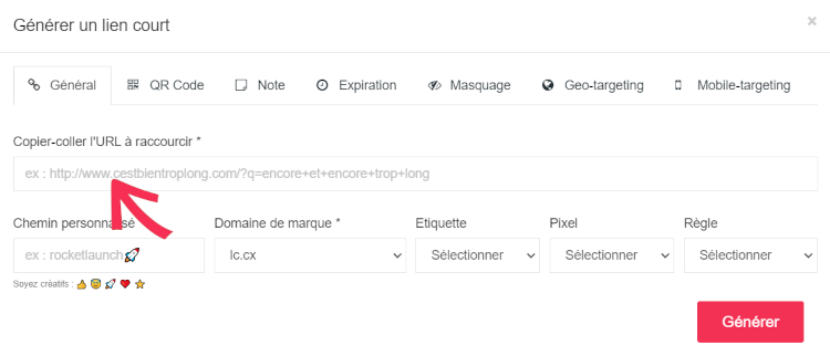 tuto créer un lien court lc.cx