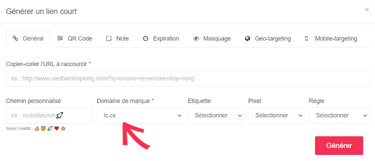 tuto créer un lien court lc.cx 2