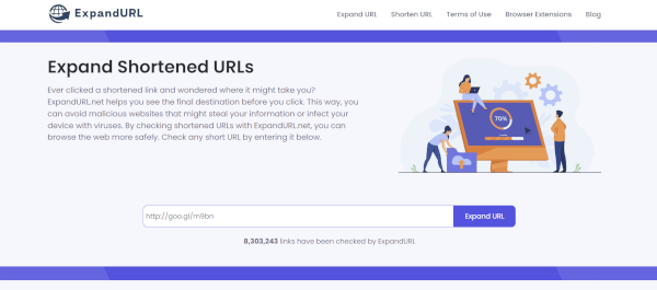 expandurl service complet pour reducteur de lien et lien reduit