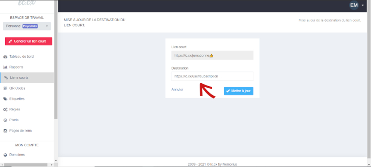 tuto modifier un lien court 2