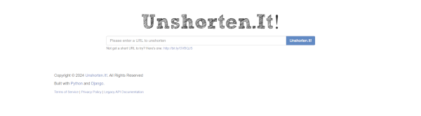service unshorten pour lien réduit